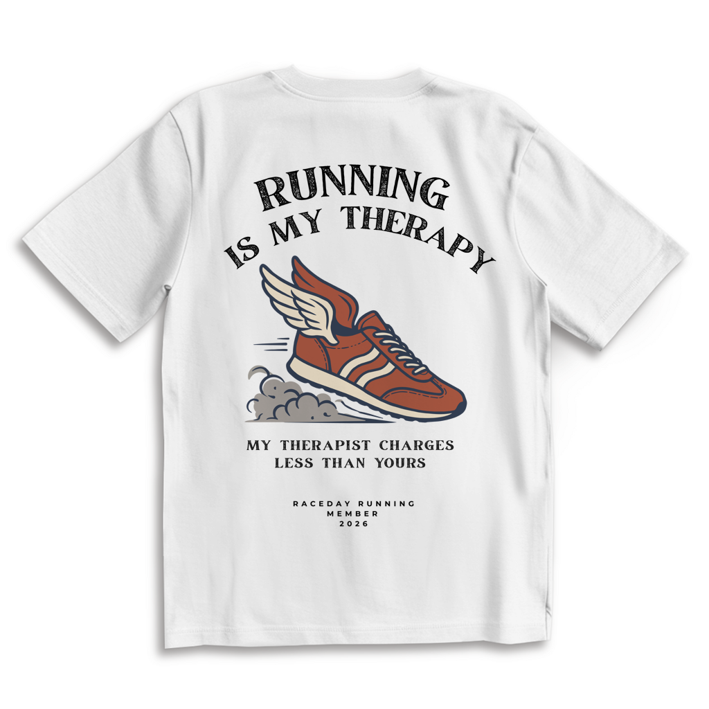 Oversize T-Shirt "Running is my therapy" white
