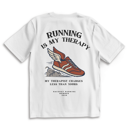 "Running is my therapy" T-Shirt - white