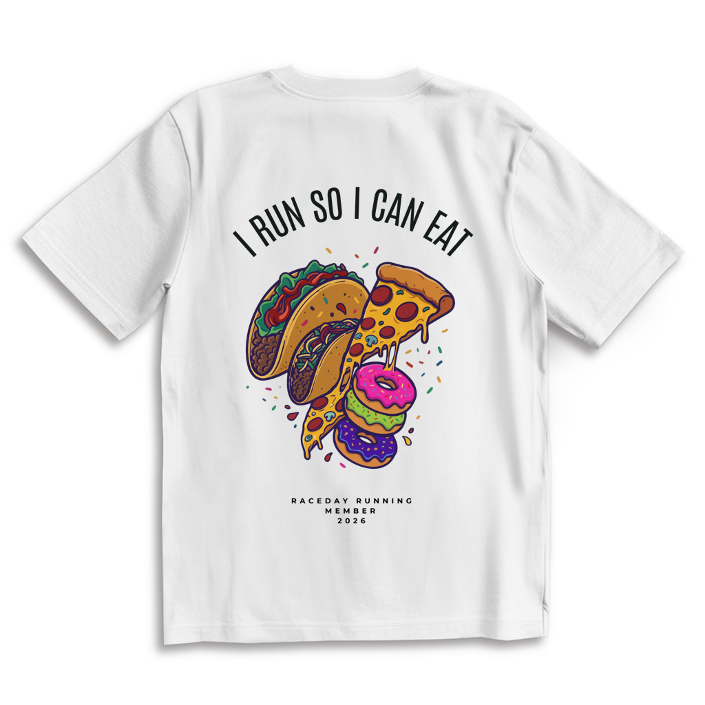Oversize T-Shirt "I run so I can eat" white
