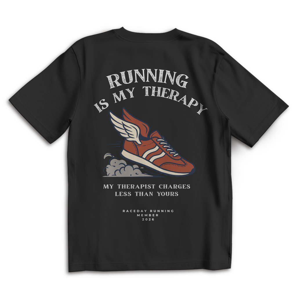 Oversize T-Shirt "Running is my therapy" black