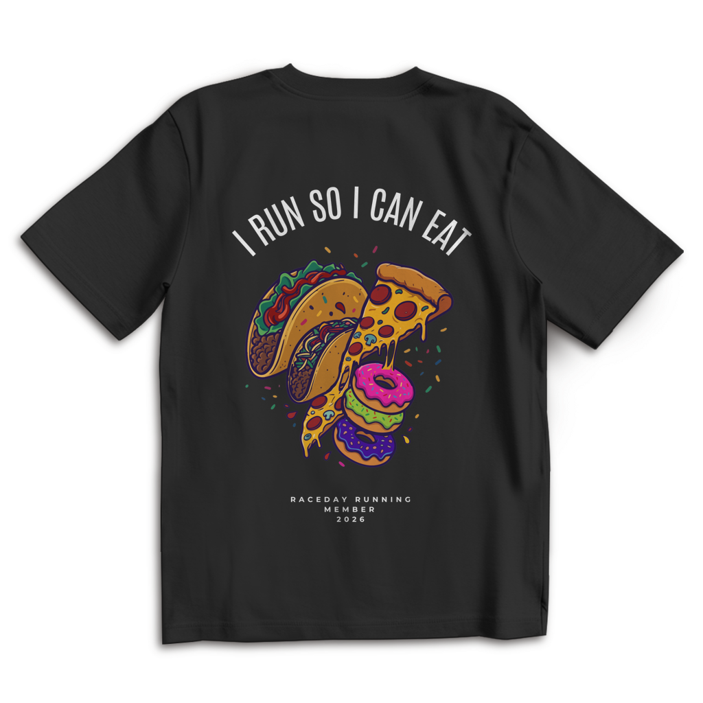 Oversize T-Shirt "I run so I can eat" black