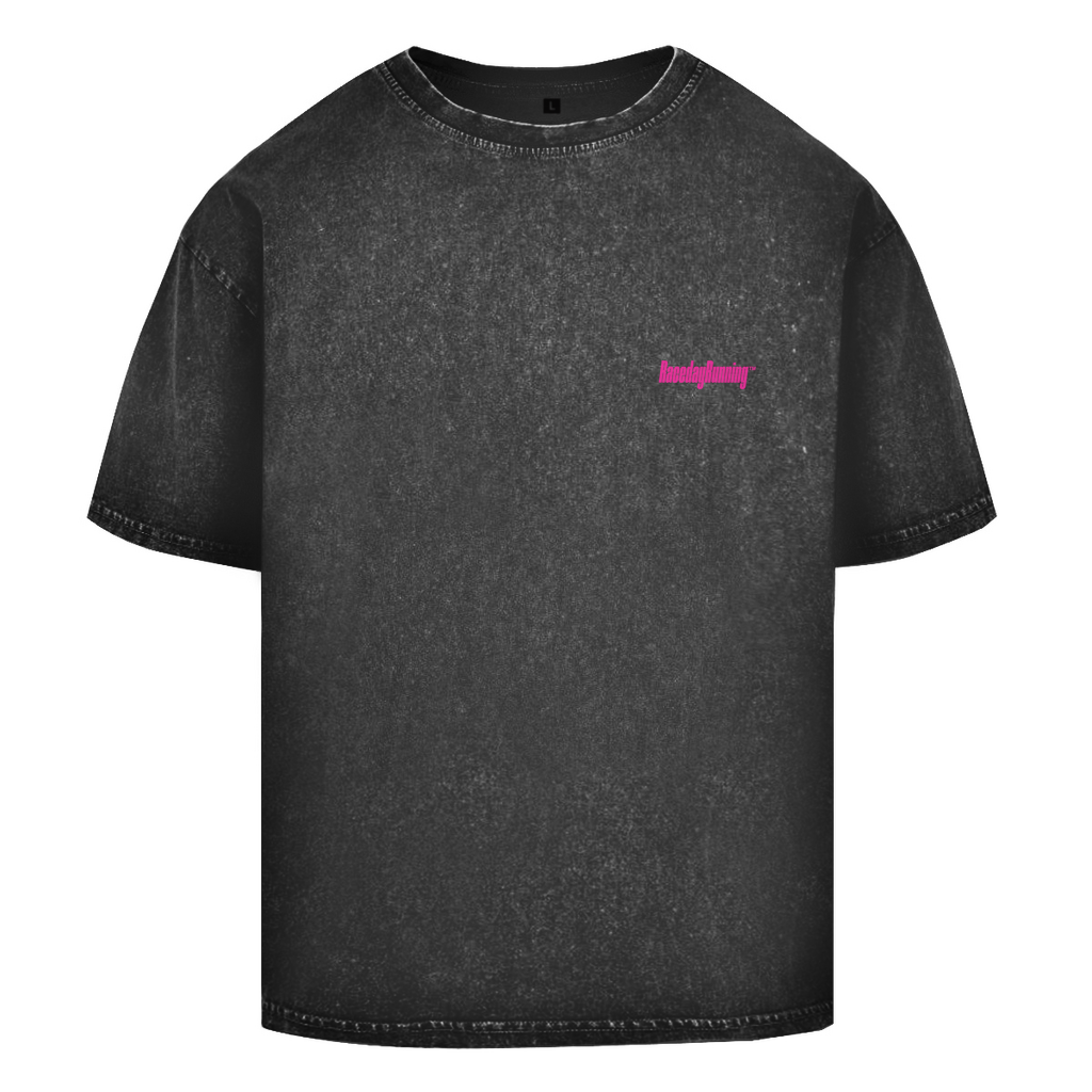 Oversize Washed Sunday Running Club Black Top